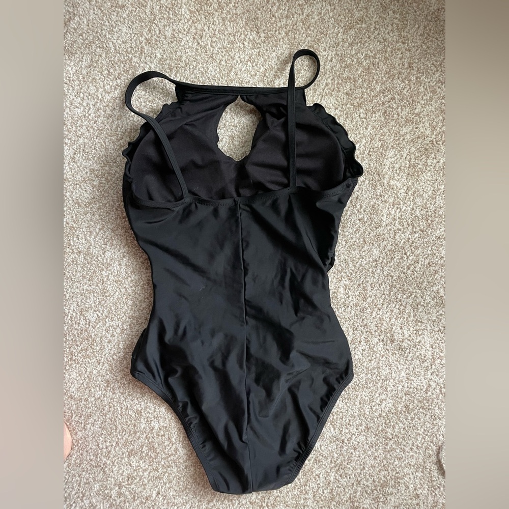 Ellen Tracy Elegant Black One Piece Swimsuit - Size 10 - Picture 3 of 6